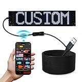 Programmable Scrolling LED Car Sign, Flexible USB 5V Digital Light Display, Bluetooth App Control Custom Text & Animation, for Store,Car,Bar,Hotel Advertising(15''x4'')