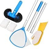 TidyMister 5-in-1 Spa Cleaning Set - Hot Tub Small Pools Maintenance Accessories Kit - Skimmer Net, Round Brush, 2ft Pole, Scrub Glove and Scum Absorber