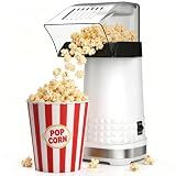 1200W Hot Air Popcorn Popper ETL Certified – Oil-Free Healthy Popcorn Maker Machine with 4.5 Quart Large Capacity, 2-Minute Fast Electric Popcorn Machine for Movie Night, Party, Snack（White）