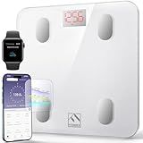 FITINDEX Smart Scale for Body Weight, Scale with BMI, Body Fat, Muscle Mass, Bluetooth,13 Body Composition Analyzer, Sync APP, Digital Bathroom, 400lb, White