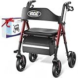 Walkers for Seniors, Z21 Rollator Walker with Seat Supports 350lb, 8" Big Wheels for All Terrain, Ergonomic Arc Seat & 6" Ultra Backrest Foldable Walker, Dual Height Adjustment, Lightweight 2025