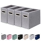 ComfortKeeper 4 Packs Letter Size File Organizer, File Folders Organizer, Fabric Storage Box, Collapsible Paper Organizer with Metal Handle, Smooth PVC Rails, Only Box (Gray)