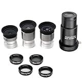 Starboosa Complete Telescope Eyepiece Set - Multi-Coated Optics - 1.25 inch Eyepiece Set with 4mm, 10mm, 20mm Lenses, 5X Barlow Lens, 2 Moon Filters, 2 Polarizing Filters
