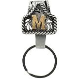 XZYLY Vintage Western Cowboy Letter Keychain,Handmade Solid Metal A-Z Initial Key Chain Clip,Durable Custom Personality key holder for belt&Pocket&Bag M