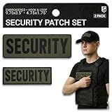 Bluyellow 2-Pack Security Patch Embroidered Security Patch for Vest Jacket Uniform Hat Hook and Loop Badge Olive Drab 3.5x9.8 Inches 1.75x4.8 Inches