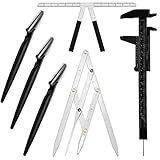 Weewooday 6 Pieces Tattoo Eyebrows Rulers 3 Point Positioning Ruler Mini Caliper Double Scale Vernier Calipers Eyebrow Caliper Microblading Ruler Measuring Tool with Eyebrow Shaver(Black)