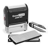 ExcelMark Self-Inking DIY Custom Rubber Stamp Kit - Personalized Stamper for Business or Home - Address Stamp, Message Stamp, and More (Black)