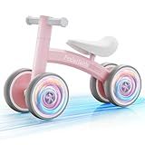 Baby Balance Bike for 1 Year Old Boys Girls, Toddler First Bike with 4 Colorful Lighting Wheels | 10-36 Month Toddler Balance Bike | First Birthday Gifts (Baby Pink)