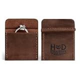 Hide & Drink Full Grain Leather Wedding Ring Box, Engagement Rings Case, Pouch Organizer for Jewelry, Travel, Mens Holder, Small Bearer, Mini Display Cabinet, Slim Storage Boxes, Proposal Ceremony