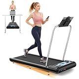 HOELLL Treadmills for Home Small with 0%-8% Incline and APP Sync, Compact Under Desk Walking Treadmill Pad with Handle Bar Removable, Remote Control and LED Display, 2.5HP, Blue