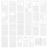 Jevehip Flexible Record Template 23Pcs Set, Reusable Dot Grid Journal Stencils for Bullet Journaling, Calendar, Checklist, Layout Planning, Drawing Lines, Compatible with Discs,Coils,Rings (Set of 23)