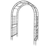 Outvita 7FT Garden Arch Arbor, Heavy Duty Metal Arbour Archway, Decorative Frame Stand Trellis with 7 Inch Ground Stakes for Wedding Ceremony Party Plant Climbing Rose Vines Lawn Courtyard Patio Black