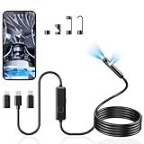 Acoath Endoscope Camera with Light, Dual-Lens 1920P HD Borescope with 8 Adjustable LED Lights, IP67 Waterproof Boroscope Inspection Tools, 9.8ft Semi-Rigid Snake Camera for iOS & Android