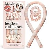Kitsch Satin Heatless Curlers Set – Heatless Curls Overnight with 34" Hair Curler & 2 Satin Scrunchies – Comfortable Hair Curlers to Sleep In for Frizz-Free, No Heat Damage Styling - Sunset Tie Dye