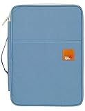 El-fmly A4 Document Portable Organizer Bag Waterproof Portfolio Office Zipper Case for Travel Office Business Holiday Meeting Interview (Light Blue)