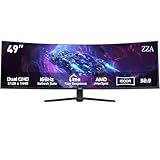 ZZA 49 Inch Ultrawide Curved Gaming Monitor, 165Hz, DQHD 5120x1440P, 1500R, Ultra-Wide 32:9 Screen, HDMI 2.0&DP1.4, 1ms MPRT, HDR, FreeSync G-Sync Compatible, VESA Compatible, Height/Tilt Adjustable