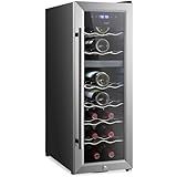 Nutrichef 18 Bottle Wine Fridge | Dual Zone Wine Chiller | Adjustable Temperature 41°F to 64°F | Ultra Quiet Operation | Wine Cooler For Home & Office | Free Standing 32x11x23 IN | Black