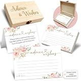 Crocothemis Advice and Wishes Cards Box, 50 Pcs Birthday Wedding Baby Shower Advice Cards, Well Wishes Box for Birthday Party Graduation Bridal Shower Retirement Party, Anniversary(Pink Gold) -A05