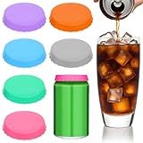 Xinjoduz 6PCS Beer Can Toppers for Soda, 2.5 Inch Silicone Soda Lids for Cans, Reusable Soda Can Lid Topper, Spill Proof Drink Covers Lids, Colorful Cans Saver Caps for Coke Beer Energy Drink(6 Color)
