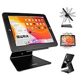 CarrieCathy Desktop Anti-Theft Security Kiosk POS Stand Holder Enclosure with Lock & Key, Compatible with iPad 2, Air, Pro, Flip & Rotate Design, Black