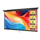 VIVOHOME 100 Inch 16:9 Pull Down Projector Screen, Black