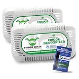 Fridge Ninja 2-Pack Unscented Activated Charcoal Fridge Deodorizer - More Effective Than Baking Soda