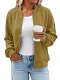 Tankaneo Womens Bomber Jacket Zip Up Casual Jackets Lightweight Trendy Outerwear Coat with Pockets