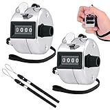 2 pcs Hand Tally Counter, 4 Digit Number Resettable Handheld Pitch Click Counter with Nylon Lanyard, Lap Tracker for Coaching Knitting Golf Baseball Event, Manual Mechanical Clicker with Finger Ring