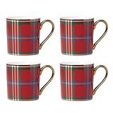 Lenox 896685 Holiday Red Tartan Mugs, Set of 4, Christmas Dinnerware, Hosting, Service For 4, 3.5 x 3.25-Inch Diameter, 11 Fl Oz