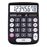 CATIGA Desktop Calculator 8 Digit with Solar Power and Easy to Read LCD Display, Big Buttons, for Home, Office, School, Class and Business, 4 Function Small Basic Calculators for Desk, CD-8185 Black