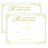 50Pcs Marriage Certificates with Gold Foil Edges 11x8.5 inch Blank Wedding Ceremony Proposals Certificate Paper for Official Newly Weds, Expecting Marriage Proposals