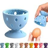 Egg Brush Cleaner, Egg Cleaner Scrubber for Fresh Eggs, Cute Chick Shaped Silicone Egg Washer, Reusable Multipurpose Washing Egg Tool for Fruits and Vegetables(Blue)