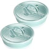 Sunnychicc 2 Pcs 12'' Pie Containers with Lids and Handle, Plastic Pizza Carrier with Cover Airtight Food Storage Reusable Cake Keeper Holder for Cheesecake Cookie Desert Tortilla Pastry(Green)