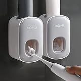 MOPMS Toothpaste Dispenser Wall Mounted for Bathroom Automatic Toothpaste Squeezer for Kids and Adult (Grey-2Pcs)