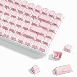 Womier Jelly Keycaps-Crystal Cute Keycaps Pink 60 65 75 100 Percent, Side Printed Elegant Key caps Custom113 Keys, OEM Profile for 61/68/84/87/98/100 Cherry Gateron MX Mechanical, Pink