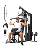 GarveeLife Home Gym Equipment Machine, Full Body Workout Machine with 150LBS Weight Stack, Multifunctional All in One Exercise Station with Preacher Curl Pad, Leg Developer for Strength Training