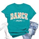 Valiri Womens Dance Mom Shirt Dancer Dancing Life Sports Mama Lover Tee | Cyan, sizes L, dancer silhouette wildflower graphic t shirt, dancing life shirt, funny sports lover gift