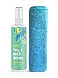 ASUTRA Yoga Mat Cleaner Spray (Uplifting Eucalyptus), 4 fl oz - No Slippery Residue, Organic Essential Oils, Deep-Cleansing for Fitness Gear & Gym Equipment, Microfiber Towel Included
