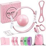 Pilates Ring Set for Women, Home Workout Pilates Equipment with Resistance Bands, 14'' Magic Circle, Mini Ball, Pilates Starter Kit for Strength, Toning and Flexibility, Workout Guide Included