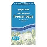 Amazon Basics Reclosable Freezer Quart Bags, BPA Free, 120 Count (Previously Solimo)
