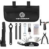 Teyssor Bike Repair Bag with Tire Pump, Bicycle Tire Repair Tool Kit, Portable Tool Bag with 16 in 1 Multitool All in One Bike Kit for Cycling