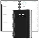 2026-2027 Pocket Planner/Calendar - 2026-2027 Planner from July 2026 - June 2027, Planner 26-27 with 12 Tabs, Twin-Wire Binding, Inner Pocket, 3.75" x 6.75, Black