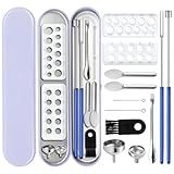Capsules Filling Machine Tray Kit - 12Pcs Powder Tamper Capsule Holder Filler Maker Tool - Empty Gel Lab Scoops Tiny Spatula Micro Spoon Funnel Quick Fill Tools Size #000 00 0 1 2 3