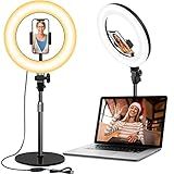 Desk Ring Light with Stand, 10.5'' Selfie Phone Light for Video Recording, Adjustable Circle Ringlight for Computer Laptop Zoom Meeting, Conference Video Calls, Podcast, Streaming, Photography
