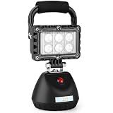 SMA LED 18W Work Light 2400LM Aluminum Alloy Strong Magnetic Waterproof Dustproof Portable Handle Floodlight Suitable for Repair Workshop Garage Construction Site (Black)