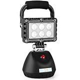 SMA LED 18W Work Light 2400LM Aluminum Alloy Strong Magnetic Waterproof Dustproof Portable Handle Floodlight Suitable for Repair Workshop Garage Construction Site (Black)