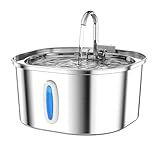 PEKTACO Stainless Steel Cat Water Fountain, 3.2L/108oz Cat Water Dispenser with Ultra-Quiet Water Pump and Water-Level Window, Dishwasher Safe Pet Drinking Fountain for Cats & Small Dogs