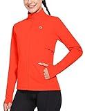 baleaf Women's Fleece Running Jacket Water Resistant Full Zip Winter Cold Weather Gear Thermal Cycling Workout Jackets Orange L