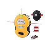 PREXISO Multi Surface Laser Level LED Light Vial, 30Ft Horizontal & Vertical Line Laser with Wall Mount Base, 2 Pins, 10 Sticker, 2 AA Batteries for Hanging Frames & Picture, Construction Wall Writing