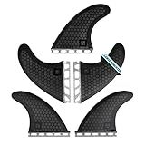 Surf Squared Honeycomb Fiberglass Surfboard Fins (Set of 5) Large Fins for Twin, Thruster, or Quad Setup – High Performance, Futures Single Tab Compatible